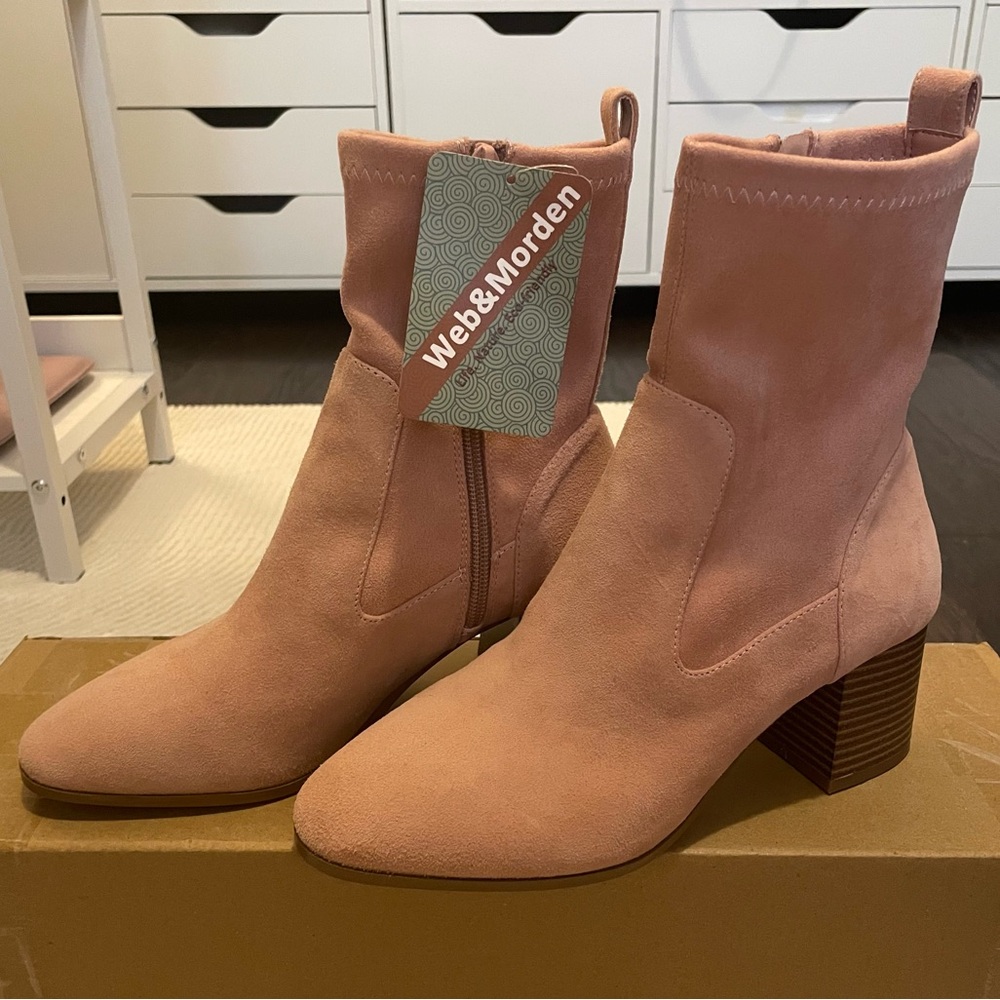 NWT Pink Ankle Boots | Block Heel, Stylish & Comfortable, Size 7